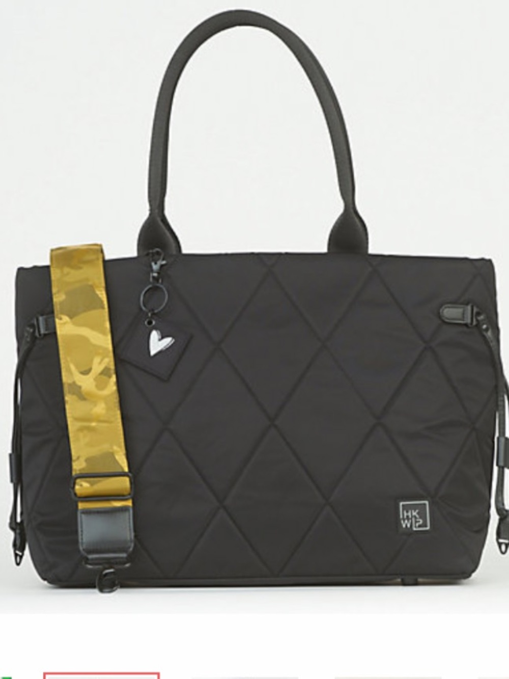 IHKWIP Shawn Killinger Quilted Black Haute Tote Bag Camo Yellow Guitar Strap